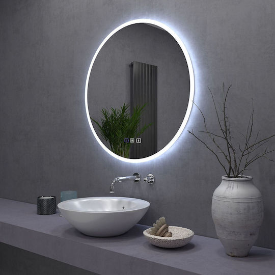 Tutumi Oglindă de Perete cu Ramă din & Iluminare LED Diametru 60cm 1buc