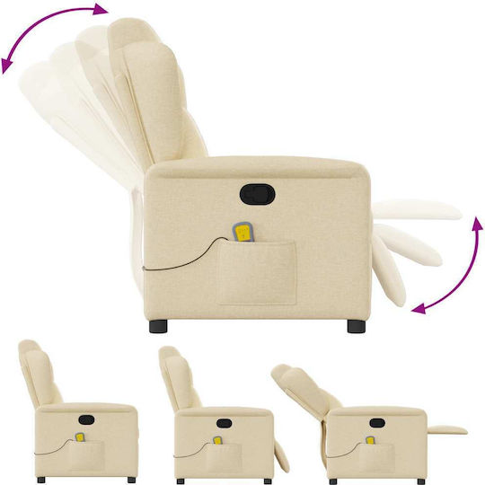 Πολυθρόνα Relax Massage με Υποπόδιο Κρεμ 78x95x100cm