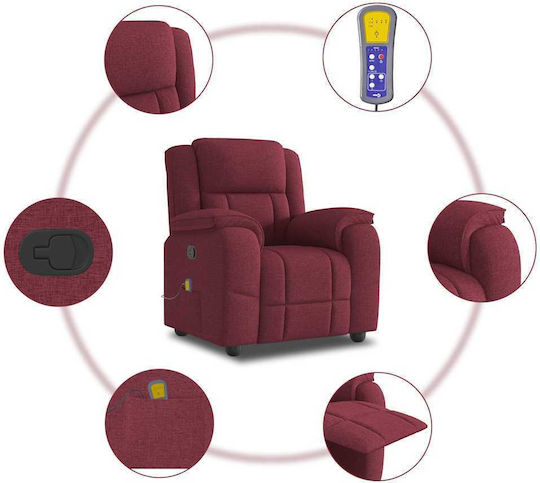 Fotoliu Relax Masaj cu Puf Burgundia 96x99x102cm