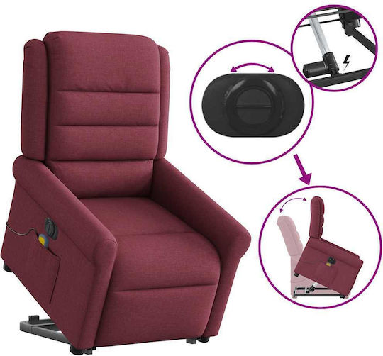Relax Armchair Massage with Footstool Bordeaux 73x91.5x102.5cm