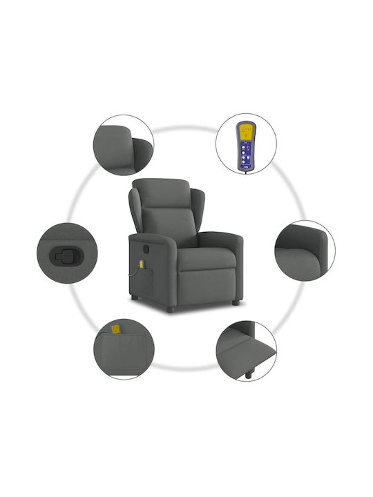 Relax Armchair Massage with Footstool Dark Grey 78x95x100cm