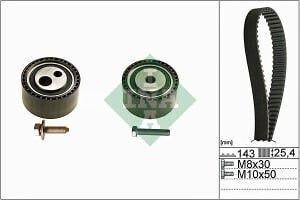 Timing Belt Set and Sprocket for Citroen Jumper Peugeot Boxer 2.2d 02.02 Width 25.4mm Number of Teeth 143 Ina