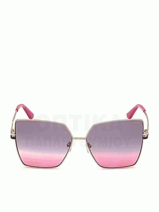 Guess Women's Sunglasses with Gold Metal Frame and Purple Gradient Lens GU7733 28Z