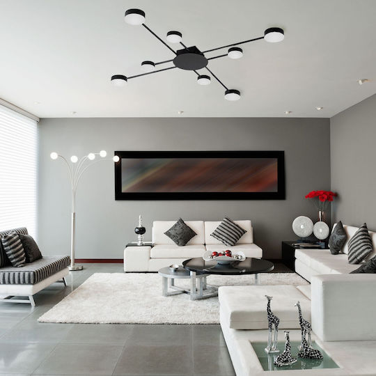 Συγχρονο Φωτιστικο Οροφης Led 8 Βραχιων App523-8c Μαύρο
