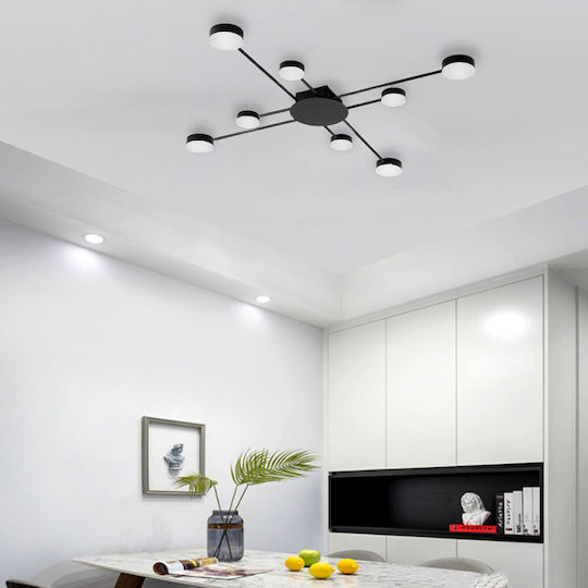 Συγχρονο Φωτιστικο Οροφης Led 8 Βραχιων App523-8c Μαύρο