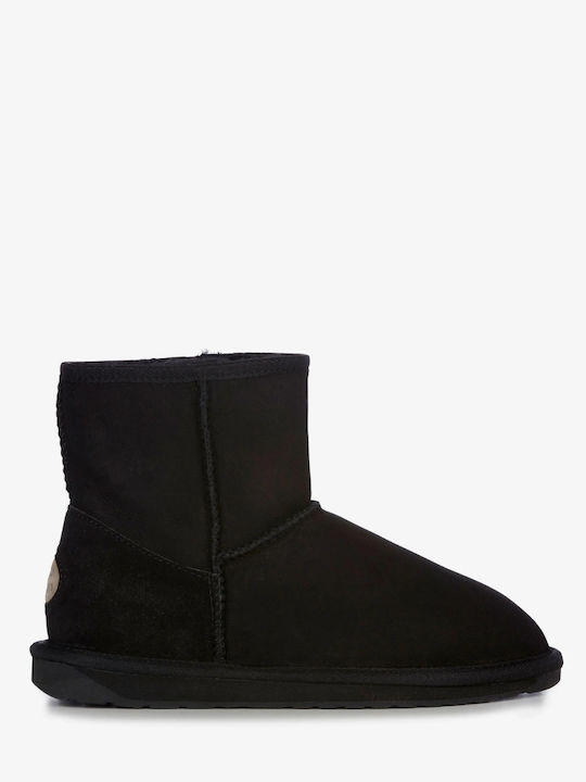 Leder Stiefeletten Damen Schwarz
