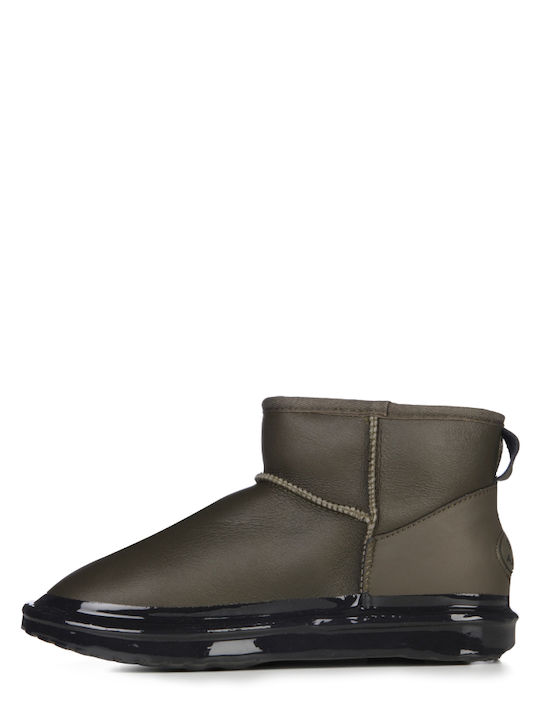 Leder Stiefeletten Damen Grün