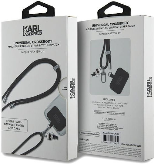 Karl Lagerfeld Ikonik Neck Strap for Mobile Phones Black