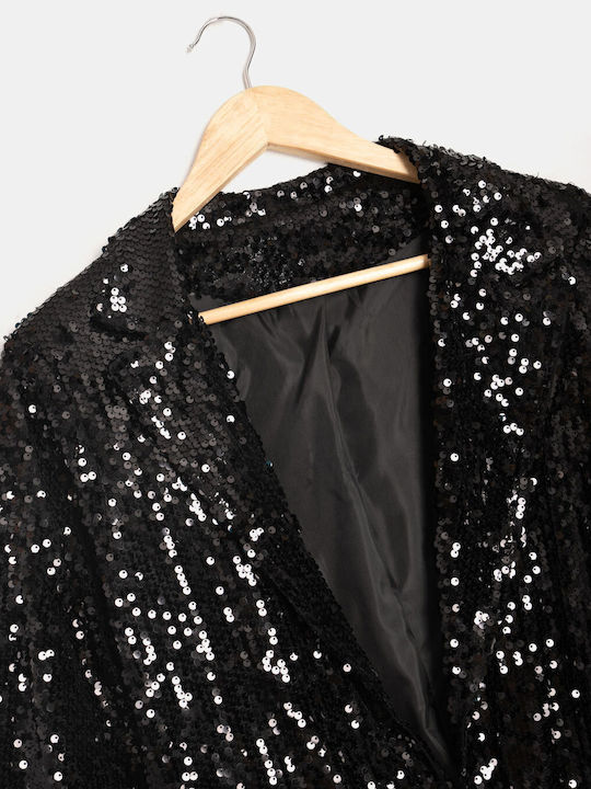 Damen Paillettenblazer Schwarz