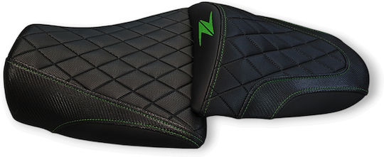 Z750-1000 Gen1 Kawasaki Quilted Diamond Seat Cover Green Stitching Logo