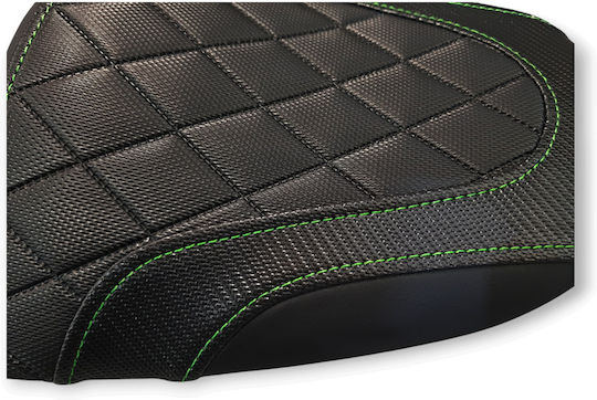 Z750-1000 Gen1 Kawasaki Quilted Diamond Seat Cover Green Stitching Logo