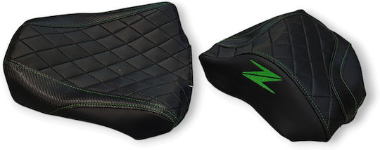 Z750-1000 Gen1 Kawasaki Quilted Diamond Seat Cover Green Stitching Logo