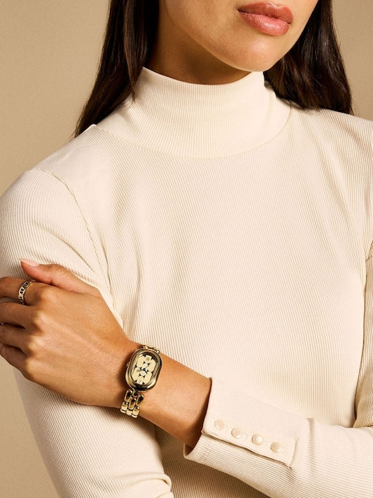 Fossil Three Γυναικείο Ρολόι 24mm Μπαταρίας με Χρυσό Μεταλλικό Μπρασελέ