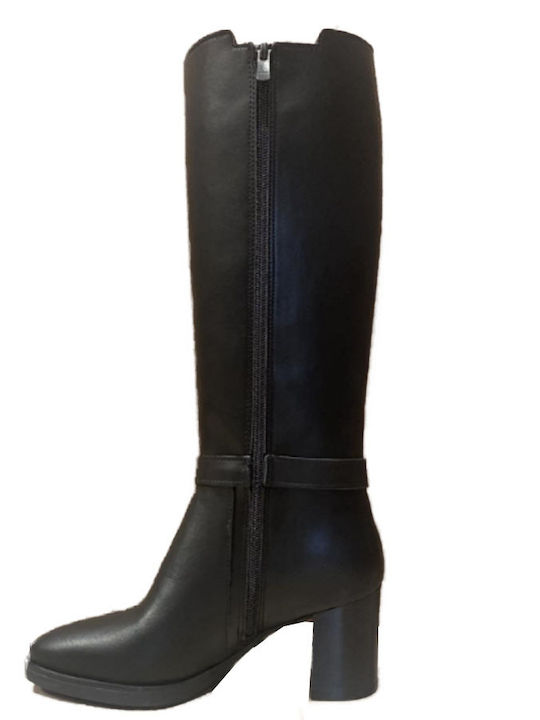 High Heel Women's Boots with Zipper Black
