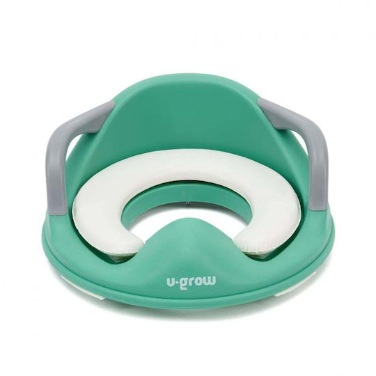 U-Grow Toddler Toilet Seat with Handles and Green Cushion