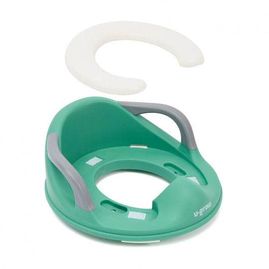 U-Grow Toddler Toilet Seat with Handles and Green Cushion