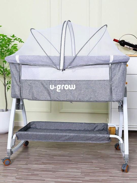 U-Grow Λίκνο με Στρώμα και Ρόδες Γκρι
