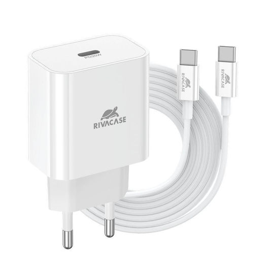 Rivacase Încărcător cu Port USB-C și Cablu USB-C 20W Livrarea energiei Albς (PS4101)