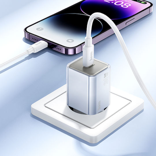 Hoco Φορτιστής Χωρίς Καλώδιο GaN με Θύρα USB-C 30W Power Delivery Μπλε (N47)
