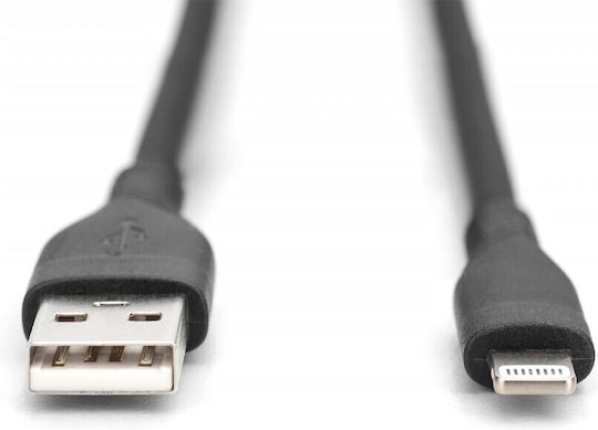 Digitus USB-A to Lightning Cable 12W Μαύρο 1m AK-600108-005-S