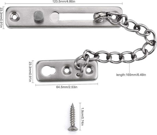 Door Handle with Chain Silver