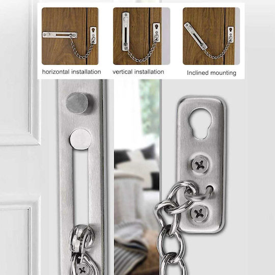 Door Handle with Chain Silver