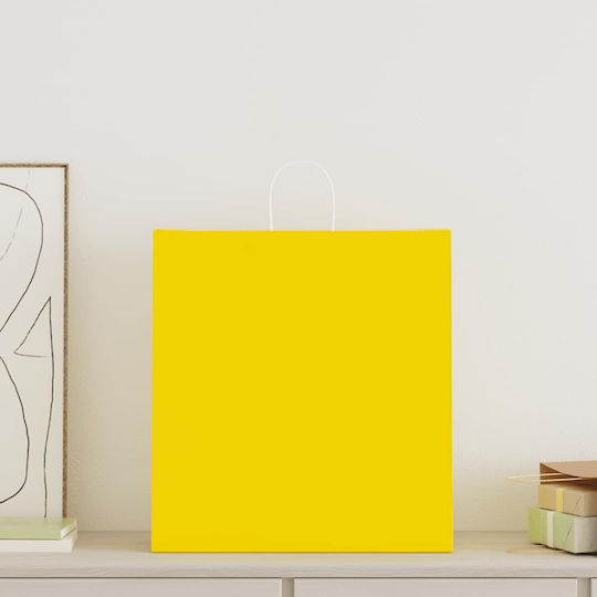 vidaXL Хартиена Чанта за Подарък Жълта 45x48x17см. 50бр