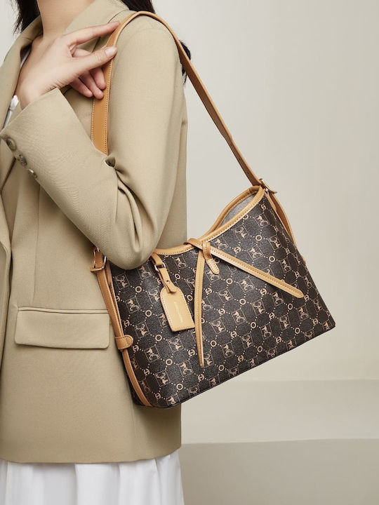 Γυναικεία Τσάντα Shopper Ώμου Καφέ