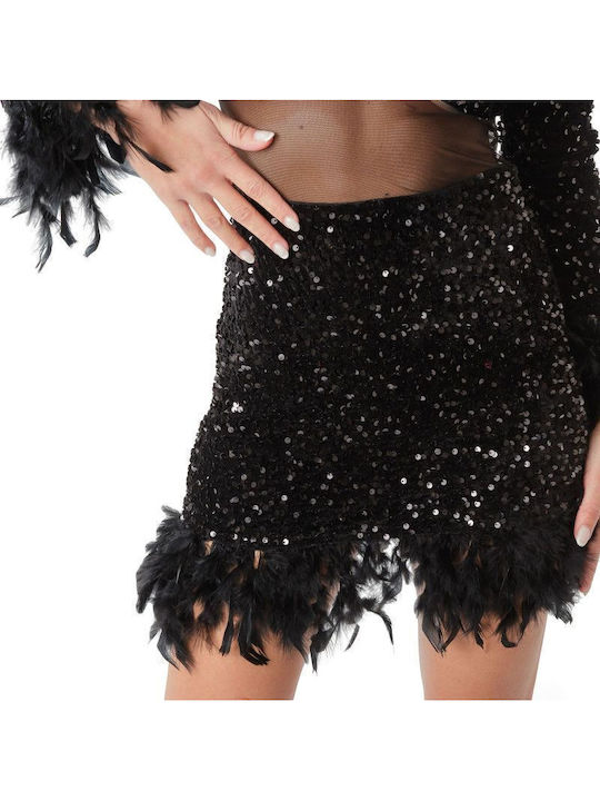 Mini Abendkleid Samt mit Transparenz Black