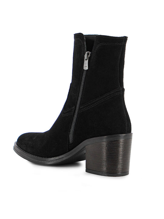 Leder Stiefeletten Damen Schwarz