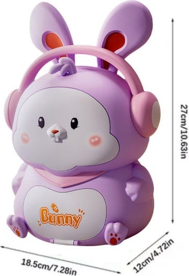 Ηλεκτρονικός Κουμπαράς Bunny Piggy Μουσική Δαχτυλικό Αποτύπωμα Μωβ