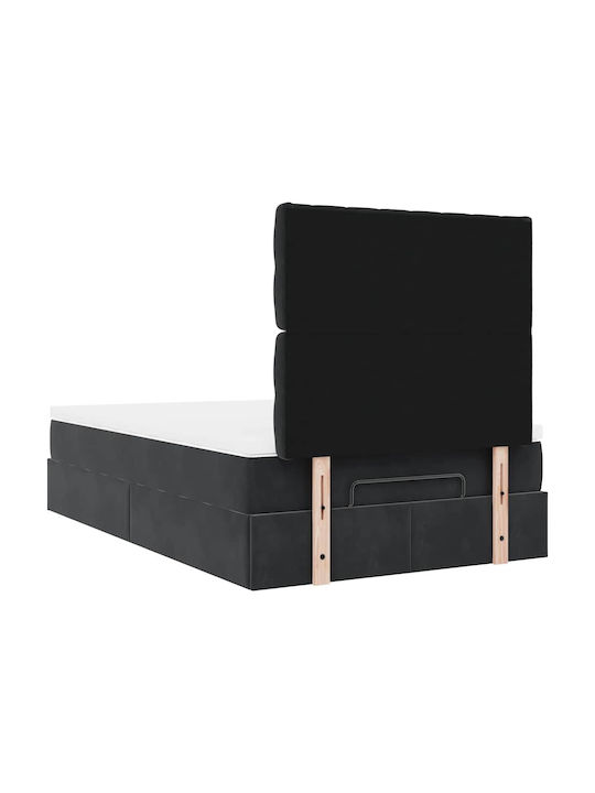 Doppelbett Mit Stoff Schwarz Mit Stauraum Mit Lattenrost & Matratze 120x190cm