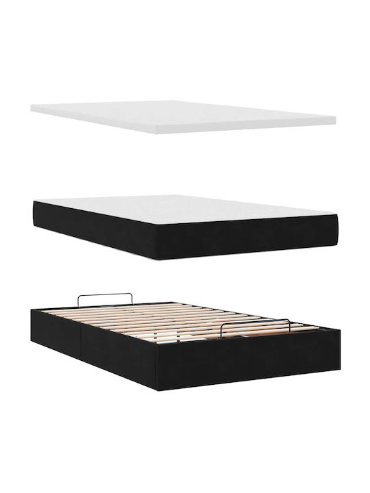 Doppelbett Mit Stoff Schwarz Mit Stauraum Mit Lattenrost & Matratze 120x190cm