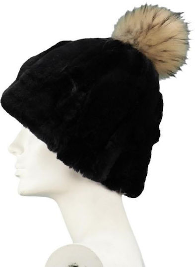Pom Pom Beanie Unisex Beanie Knitted in Black color