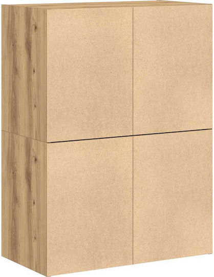 Wooden Chest of Drawers with 4 Drawers Coffee 60x31x60cm