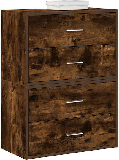 Wooden Chest of Drawers with 4 Drawers Smoked Oak 60x31x60cm