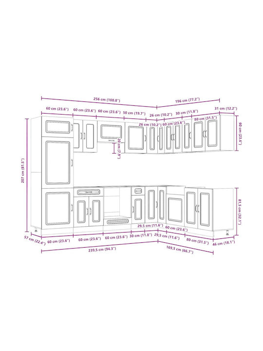 Vidaxl Kitchen Cabinet Set 14 Pieces Kalmar Engineered Wood