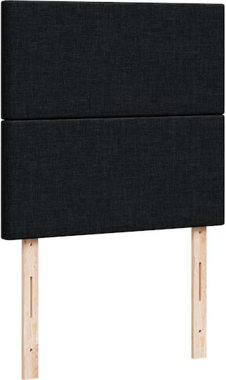 Double Bed Upholstered with Fabric Black with Slats and Mattress 160x200cm