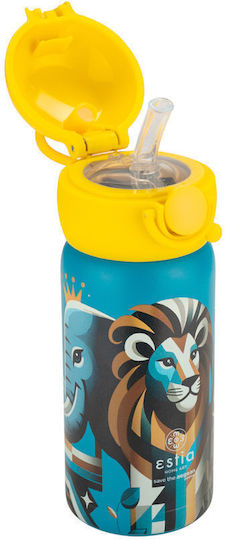 Estia Wonder Bottle Save the Aegean Kids Water Bottle Thermos Stainless Steel with Straw Non Spill Jungle 350ml