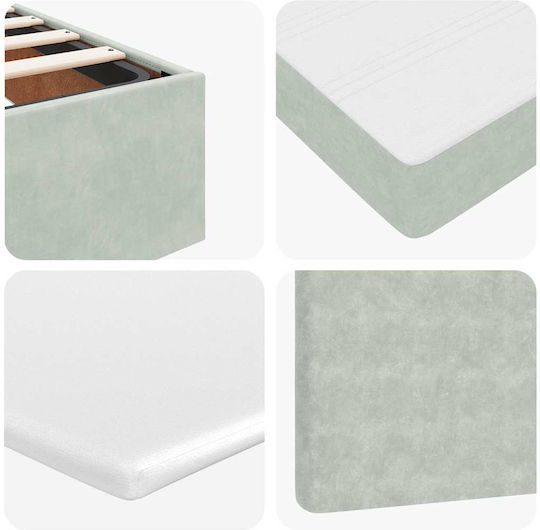 Double Upholstered Velvet Bed Light Gray with Slats and Mattress 120x190cm