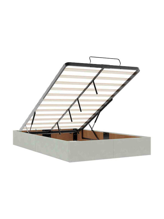 Double Upholstered Velvet Bed Light Gray with Slats and Mattress 120x190cm 3314234