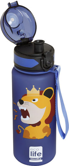 Ecolife Kids Water Bottle Plastic with Straw Lion 500ml