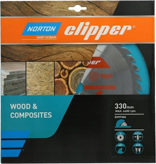 Norton Norton Cutting Disc Wood Hole Diameter 330mm with 40 Teeth 1pcs