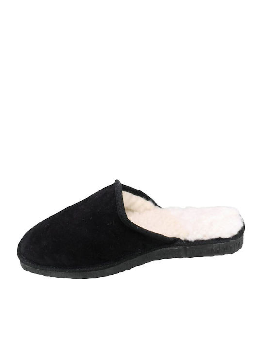 Men's Leather Slippers Black