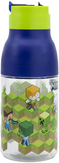 Stor Sticlă Pentru Copii Minecraft Din Plastic Cu Pai 420ml