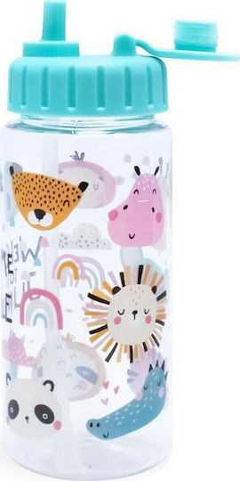 iDrink Jungle Kids Water Bottle Plastic with Straw Green 400ml