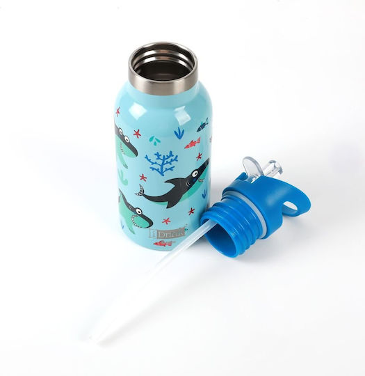 iDrink Kinderflasche Thermos Rostfreier Stahl Blau 350ml