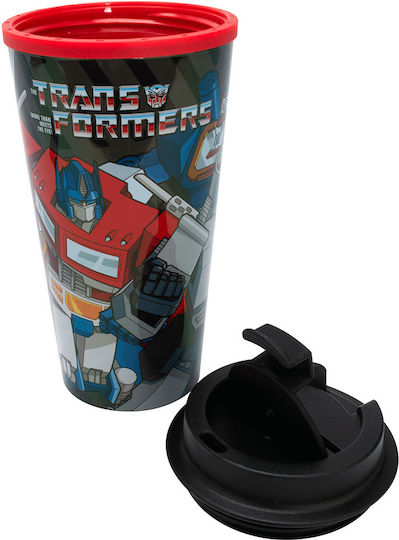 Blue Sky Παιδικό Παγούρι Transformers Ανοξείδωτο με Καλαμάκι 450ml (Διάφορα Σχέδια/Χρώματα)