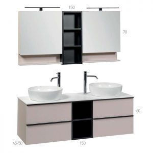 Mabo Countertop with Sink & Mirror with Light Acrylic