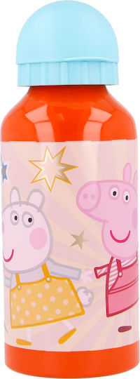 Stor Kinderflasche Peppa Schwein Aluminium mit Strohhalm 400ml